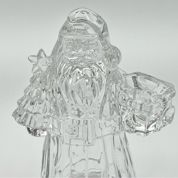 Old World Santa Claus Candle Holder Crystal Glass Christmas ISC Vintage USA 7.5” - Picture 4 of 12